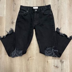Free People Maggie Mid Rise Jeans 24 Womens Black OB1042311